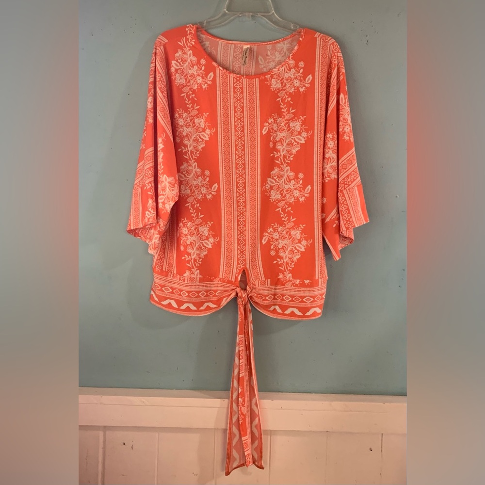 Per Seption Concept ladies orange tie front top size L